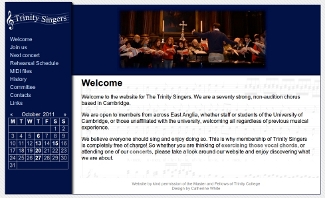 Trinity Singers website screenshot